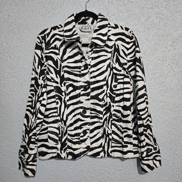 Vintage Keren Hart Womens Zebra Print Button Up Jacket Size M Maximalist Artsy - Picture 1 of 5